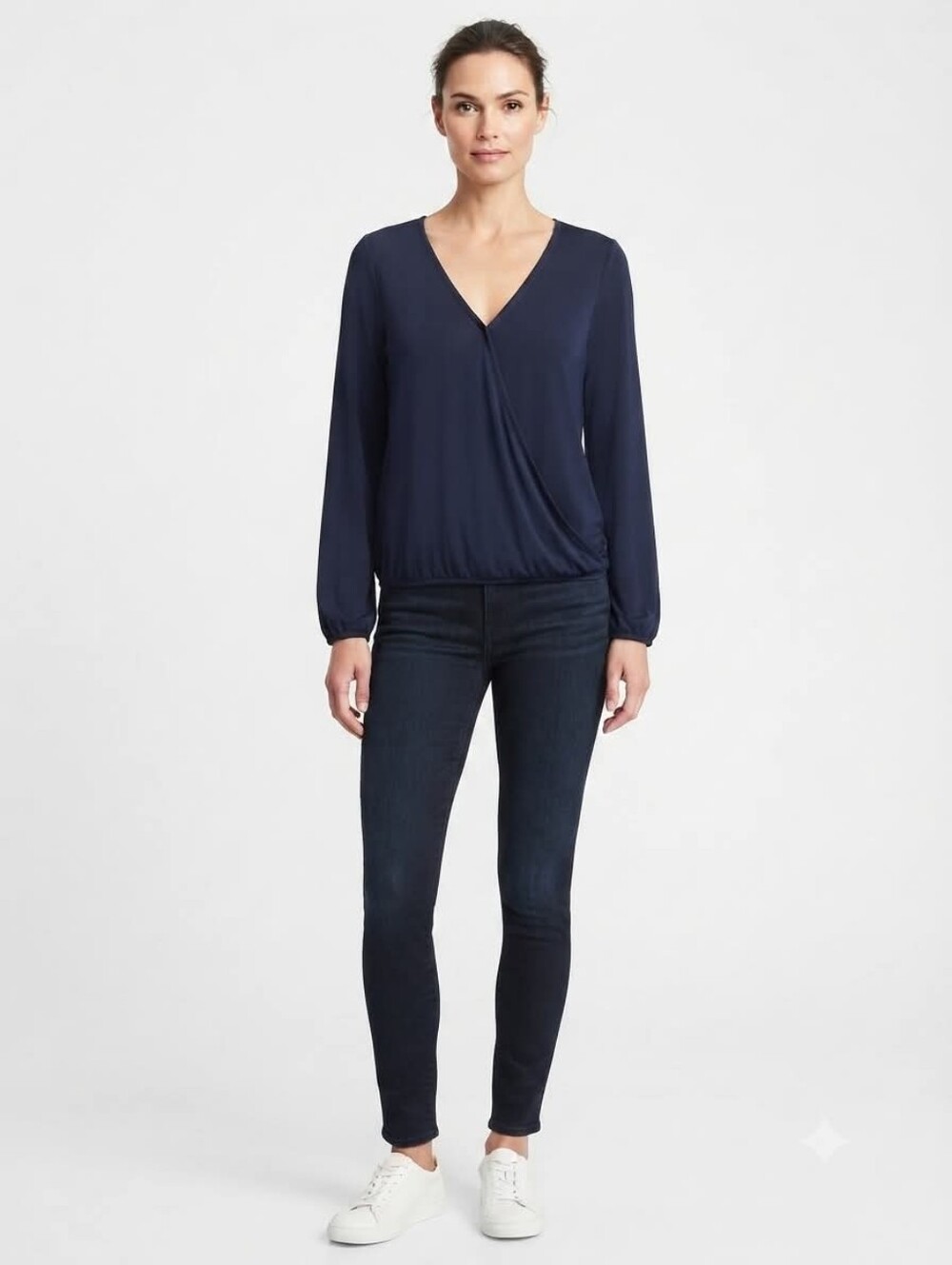 Chelsea & Theodore Blouse Long Sleeve Crossover Wrap Size Medium